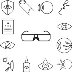 Poster - optical glasses icon in a collection with other items