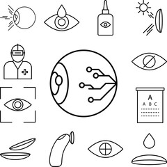 Poster - chip in eye icon in a collection with other items