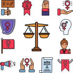 Poster - balance, laws, justice icon in a collection with other items