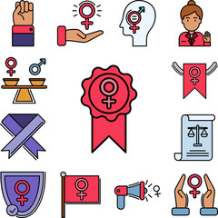 Leinwandbilder - appreciation, feminism, award icon in a collection with other items