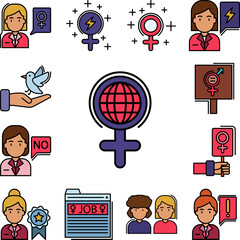 Poster - women's day, venus, signs,globe grid icon in a collection with other items