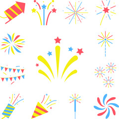 Poster - fireworks colored icon in a collection with other items