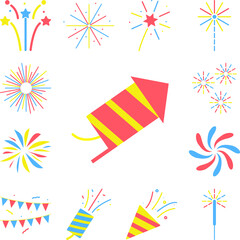 Poster - fireworks colored icon in a collection with other items
