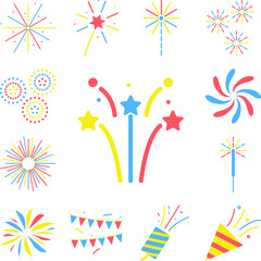 fireworks colored icon in a collection with other items