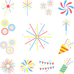 Poster - fireworks colored icon in a collection with other items