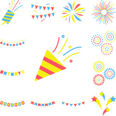 Poster - confetti colored icon in a collection with other items