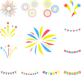 Poster - fireworks colored icon in a collection with other items
