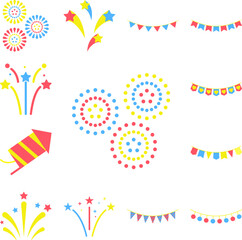 Poster - fireworks colored icon in a collection with other items