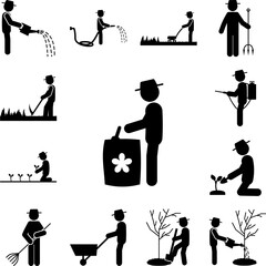 Poster - man bag of grain icon in a collection with other items