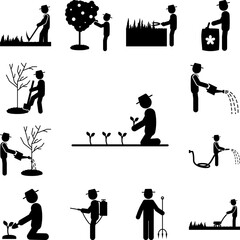 Poster - man seedlings icon in a collection with other items
