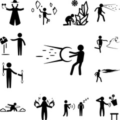 Poster - energy man icon in a collection with other items