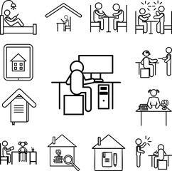 Poster - Home schooling, study online icon in a collection with other items