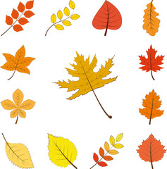 Poster - autumn yellow color icon in a collection with other items