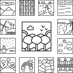 Poster - forest outline icon in a collection with other items