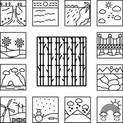 Poster - bamboo outline icon in a collection with other items