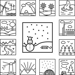 Poster - snowman snow outline icon in a collection with other items