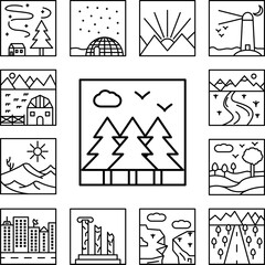 Poster - forest outline icon in a collection with other items