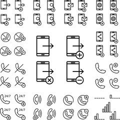 Sticker - set of data storage smartphone icon in a collection with other items