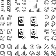 Sticker - set of smartphone settings icon in a collection with other items