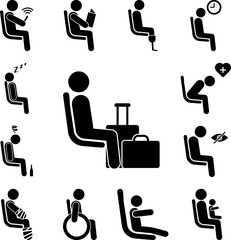 Poster - seating place for person with luggage icon in a collection with other items
