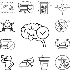 Poster - Brain bright healthy concept line icon in a collection with other items