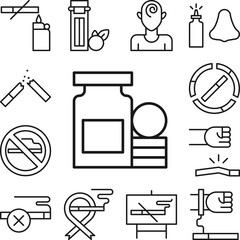 Poster - Quit smoking, bupropion icon in a collection with other items