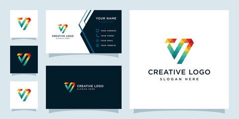 Poster - Vector graphics of initials V colorful geometry logo design template