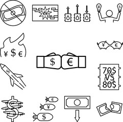 Poster - boxing gloves dollar and euro outline style icon in a collection with other items
