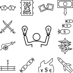 Poster - bulb dollar and euro outline style icon in a collection with other items