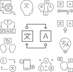 Poster - Translation icon in a collection with other items