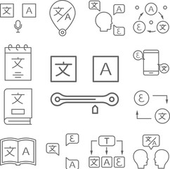 Poster - Progress, translator icon in a collection with other items
