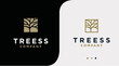 Nature logo with simple golden oak tree concept Illustration