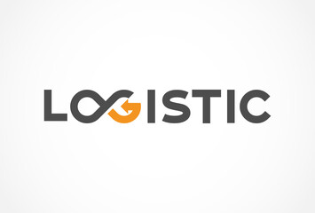 Wall Mural - Logistic typography logo, with letter O and G formed from infinity icon and arrow, Flat style Logo Design Template, vector illustration