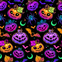 Bright Seamless Halloween Pattern From Different Elements