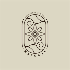 Wall Mural - leaf and flower ecology logo line art vector simple minimalist illustration template icon graphic de