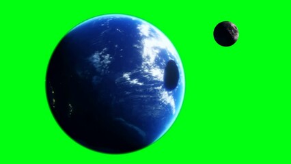 Canvas Print - moon eclipse in outer space. green screen 4k footage.