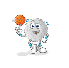 Canvas Print - rock playing basket ball mascot. cartoon vector