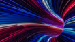 © RocknRoller Studios - Blue, Pink and Purple Colored Swirls form Abstract Neon Lines Tunnel. 3D Render.