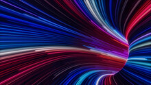 Blue, Pink And Purple Colored Swirls Form Abstract Neon Lines Tunnel. 3D Render.