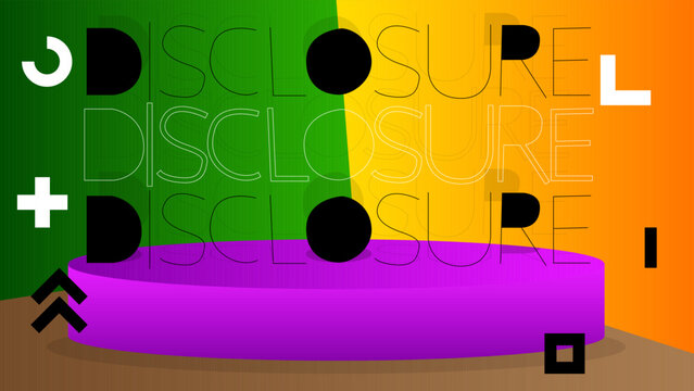 Disclosure. Word written with Children's font in cartoon style.