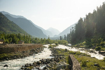 An eye catching landscape view of Lidder river at Pahalgam Kashmir India.