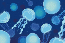 Underwater Jellyfishes Background