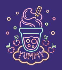 Wall Mural - yummy ice cream neon