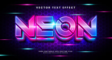 Luxury Neon 3d Editable Vector Text Effect With Gradient Blue Light Concept.