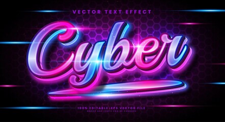 Wall Mural - Luxury cyber 3d editable vector text effect with modern light concept.