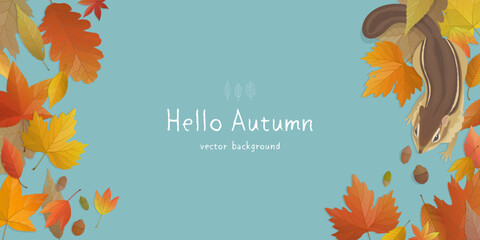 Wall Mural - Vector illustration of autumn banner background with copy space. Fall landscape concept.