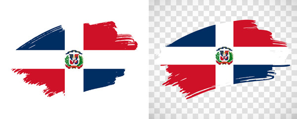 Wall Mural - Artistic Dominican Republic flag with isolated brush painted textured with transparent and solid background