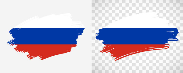 Wall Mural - Artistic Russia flag with isolated brush painted textured with transparent and solid background