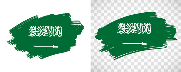 Wall Mural - Artistic Saudi Arabia flag with isolated brush painted textured with transparent and solid background