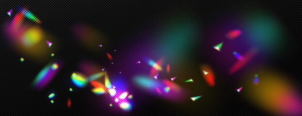 Wall Mural - overlay rainbow effect, prism crystal light refraction. lens flare, glass, jewelry or gem stone blur